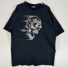古着 00’s/00年代 リキッドブルー LIQUID BLUE 半袖Tシャツ スカル 両面 大判プリント 肉厚 M  ブラック メンズ