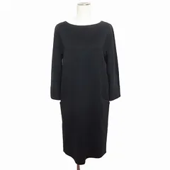 ボールジー BALLSEY トゥモローランド ワンピース ボートネック ひざ丈 七分袖 紺 ネイビー