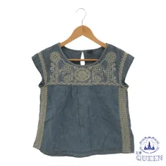☆美品☆ GAP KIDS ギャップキッズ トップス 刺繍 カジュアル 袖なし デニム レディース インディゴブルー 160 901-1141 送料無料 古着