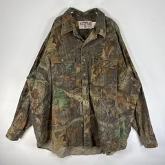 古着 90's/90年代 ラングラー Wrangler 長袖シャツ リアルツリー 大きいサイズ 肉厚 アウトドア フラップポケ XXL  ブラウン系 カモフラージュ（迷彩） メンズ