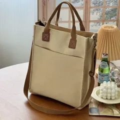 ☆ A×ベージュ×ブラウン ☆ トートバッグ 縦 ショルダーバッグ トートバッグ A4 ショルダー ショルダーバッグ トート レディース メンズ バッグ 大容量 縦型 肩掛け キャンバスバッグ バック ショルダーバック トートバック 手提げ 通勤 通学
