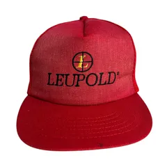 【キャップ/帽子】80-90s USA製 Leupold（リューポルド）ビンテージ メッシュ キャップ ブラック 黒 レッド 赤 イエロー 黄 US製 アメリカ Made in USA