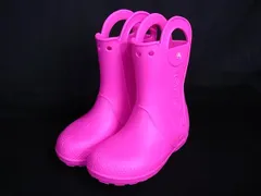 ■新品■未使用■ crocs クロックス 合成樹脂 キッズ レインブーツ 長靴 表記サイズ J1 (約19.5cm) 靴 シューズ ピンク系 DJ9898