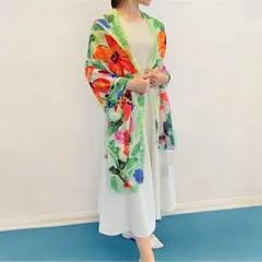 スカーフ カシミール織り パシュミナ100% 手織り 草花模様 軽量 柔らかい 高級感 一点もの ボタニカルデザイン レディース 夏にピッタリ 大判 ストール ショール 薄手 天然素材 花柄 上品 カラフル おしゃれ
