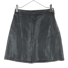 ZARA BASIC ザラベーシック ミニ丈 フェイクレザー スカート XS ブラック レディース 古着