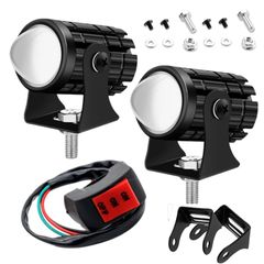 七檎 フォグランプ LED ヘッドライト 2色 切り替え バイク イエロー ホワイト プロジェクター レンズ IP65 防水 高輝度 丸型 汎用 2個セット イエロー・ホワイト
