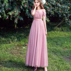 ☆ ピンク×C ☆ ロングドレス パーティードレス 宴会 フォーマル ドレス ロングドレス ブライズメイドドレス 結婚式 フォーマル オケージョン おしゃれ きれいめ フォーマルドレス お呼ばれ 二次会 上品 Aライン パーティードレス 演奏会 披露宴 卒業式