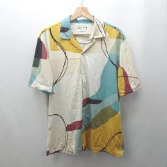 ◇ ⊂ ZARA ザラ 総柄 半袖 デザインシャツ サイズM ベージュ系 メンズ E  【1506130002161】