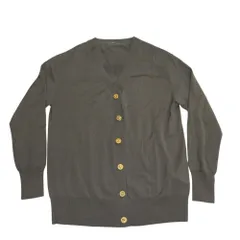 美品 21AW Deuxieme Classe ドゥーズィエムクラス 金ボタン Vネック Beauty ニットカーディガン チャコール ブラウン レディース 古着 中古 USED
