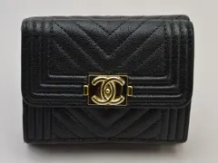 シャネル CHANEL 三つ折り財布 コンパクトウォレット レザー ボーイシャネル グレインドカーフスキン 黒 レディース su_p e_u F-YA455【中古：良品】【ブランド買取販売トリヴァンドラム】230314のサムネイル