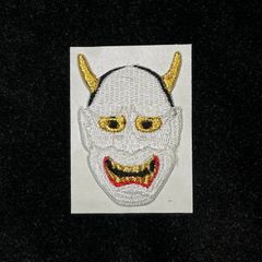 ★刺繍シール／ステッカー　ワッペン★　白般若　般若面　小サイズ