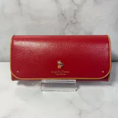 Samantha Thavasa Petit Choice サマンサタバサ プチチョイス　被せ長財布　レッド　パイピング　ビジュー　レザー