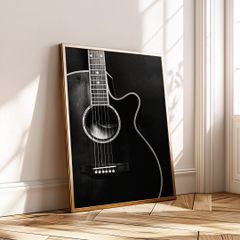 **専用**A2 アートポスター モノクロ アコースティックギター 楽器 白黒写真 おしゃれ  音楽スタジオ ポスターのみ