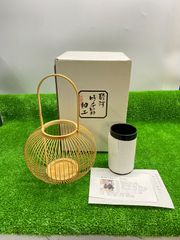 ●駿河竹千筋細工　花器　椿　使用感少な目　伝統工芸品　箱入り u250430_4
