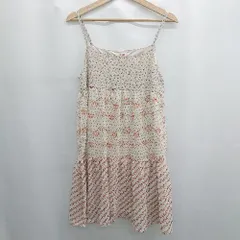 ◇ ⊂ iiMK アイアイエムケー 花柄 総柄 膝丈 キャミワンピース サイズ38 アイボリー系 マルチカラー レディース E  【1506230018260】