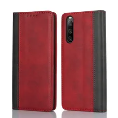 【新着商品】カバー 耐衝撃 第五世代 マグネット式 V 10 Xperia SoftBank Xperia ソニー SONY au カード収納 SO-52D docomo 手帳型 ケース スタンド機能 ケース ケース SOG11 v レザー-レッド+ブラック