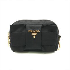 【美品】PRADA プラダ リボンポーチ マルチポーチ 化粧ポーチ ナイロン PRADA プラダ リボンポーチ マルチポーチ 化粧ポーチ 三角ロゴ