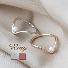 指輪 レディース フリーサイズ リング パール サイズ調整可能 細め シンプル 一粒 真珠 18金 18k コーティング ピンクゴールド シルバー ホワイトゴールド K18GP　【商品番号：r5556】