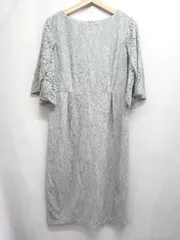 ◇ Θ LACE LADIES レースレディース 総レース 七分袖 膝下丈 ワンピース サイズXXL ブルーグレー系 レディース E  【1508060000705】