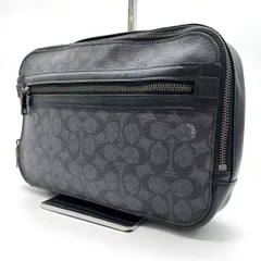 ✨美品✨ COACH コーチ クラッチバッグ ポーチ pvc レザー 革 ブラック 黒色 ユニセックス 男女兼用 メンズ レディース