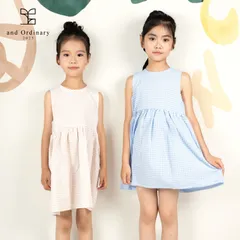 【and Ordinary】ギンガムチェック ワンピース ノースリーブ 通園 通学 女の子 ナチュラルガーリー