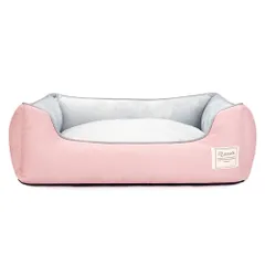 ペットソファ 猫用 犬用ベッド 寝床 通年タイプ ペットベッド リバーシブルクッション付き カバー取り外し可能 洗える 柔らかい ふわふわ暖か 寒さ対策 中小型犬/猫用 （ピンクＳ）