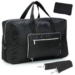 【新着商品】旅行カバン レディース ボストンバッグ 大容量 大容量 ボストンバッグ ボストンバッグ 靴収納旅行バッグ 可愛い 入院バッグ スーツケース固定/機内持ち込み/修学旅行１泊 撥水 軽量 ２泊 50L 折りたたみ (ブラック) 旅行バッグ Leweet