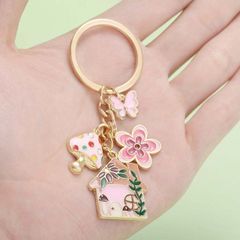 家 きのこ ピンク キーホルダー キーリング かわいい お菓子の家 ファンタジー