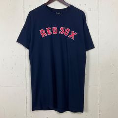 MLB Boston Red Sox レッドソックス  チーム ロゴ ナンバリング  両面プリント Tシャツ メンズL 古着 ネイビー 紺【f240429003】