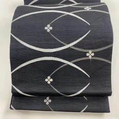 正絹(一部銀糸) アイボリー 唐織 菱花文様 六通 夏袋帯 夏帯 極美品 平和屋着物◎六通柄袋帯 唐織 菱花文 銀糸 正絹 逸品 BAAU0463mz