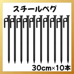スチールペグ 30cm 10本セット 鍛造 ペグ キャンプ テント アウトドアのサムネイル