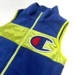 Champion フリースベスト ブルー メンズS