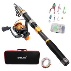 【Popular Item】Sea Fishing Beginner Set - Fishing Rod Set, Freshwater Fishing, Lightweight, Portable, with Storage Bag, Fishing Bait and Line Included, River Fishing, 1.8M/2.1M/2.4M/2.7M/3M, Beginner-Friendly, Carbon Fiber, Casting Rod, Pier Fishing, Spinning Reel Included, Carbon Fiber Telescopic Fishing Rod, Fishing Set