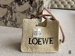 【極美品 ✨】正規品 ロエベ かごバッグ ラフィア トート ラージ バスケット 話題】LOEWE◇ラフィア ラージ フォントトート レザーポケット