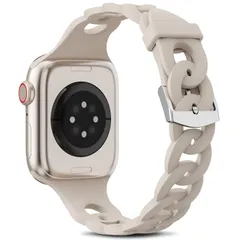コンパチブル アップルウォッチ Apple Watch バンド 38mm 40mm 41mm プリストバンドサークルチェーンデザインiWatch 9 8 SE 7 6 5 4 3 2 1柔らかいシリコン素材 防汗 細身 透气 おしゃれ スリムスポー