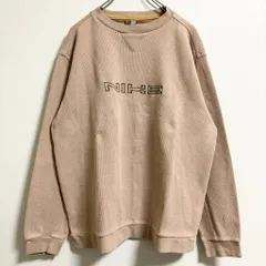 古着 used NIKE ナイキ　長袖ロゴ刺繍ニット　セーター　ベージュ　レトロデザイン　スウッシュロゴ　Lサイズ
