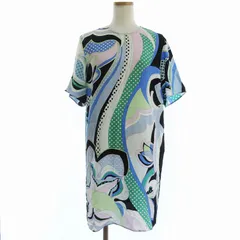 エミリオプッチ EMILIO PUCCI ワンピース 半袖 ミニ シルク 総柄 マルチカラー 40 ■GY35のサムネイル