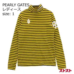 PEARLY GATES パーリーゲイツ ハイネック長袖Tシャツ ボーダー柄 イエロー系 1 [240101135371]#
