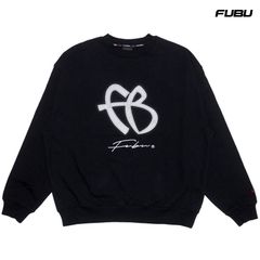 FUBU FB CREWNECK SWEAT【BLACK】(L・XL)(フブ メンズ 大きいサイズ トレーナー スウェット クルーネック 長袖 ロングスリーブ ロゴ)
