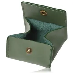 [東京下町工房] 小銭入れ 本革 コインケース ミニ ボックス型 ボタン式 緑 グリーン