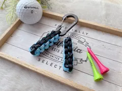 パラコード✶ゴルフティーホルダー✶ミニタイプ✶カラビナ色変更可✶ブラック柄