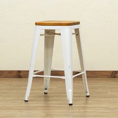 完成品　スチール　アンティーク　ヴィンテージ　木製座面　レトロ　カッコいい　ヴィンテージバースツール　スチールチェア　アイアンティーク　レトロチェア　ホワイト(WH) 　JH-02WH★(4.5)Mercury　ヴィンテージバースツール　WH