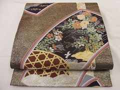 平和屋野田店■六通柄袋帯　籬菊花文　金糸　逸品　n-ip0527