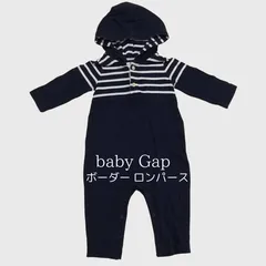 M1-01041【BABY】baby Gap ロンパース フード付き (70) /紺×白 ボーダー柄