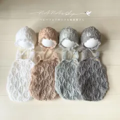 白♪お花ボンネット&透かし編みロンパース♪ニューボーンフォト撮影衣装フラワー帽子