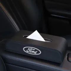   フォード FORD 車用ティッシュボックス PUレザー 高級ティッシュケース 磁石開閉 車内収納ケース ロゴ入り 防水 ブラ ック