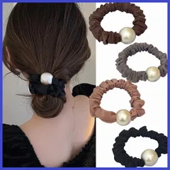 ，BetterJonny ヘアゴム ヘアゴム おしゃれ 跡がつかないヘアゴム パール パール シュシュ ヘアゴム 大人 シュシュ シルク ヘアアクセサリー 美髪シュシュ 4個セット ヘアアレンジ ファッション