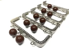 and.A がま口 12.5cm 角型 5個セット 口金 あめ玉 シルバー ハンドメイド リメイク バッグ ポーチ 材料 DIY(ブラウン)