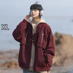 [XL]メンズ ファッション 服  オシャレ シンプル 大人 かっこいい 大きいサイズ ストリート 紳士服  アメリカン ワークウェア ジャケット バーガンディ 