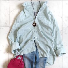 【TODAYFULトゥデイフル】コットンシャツ フリーサイズ ミントグリーン ガーゼ 日本製